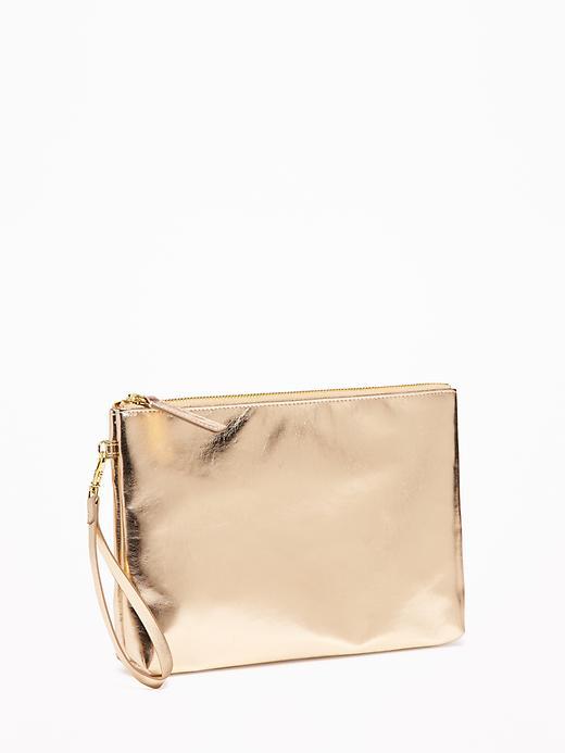 Old Navy Faux Leather Clutch For Women - Gold