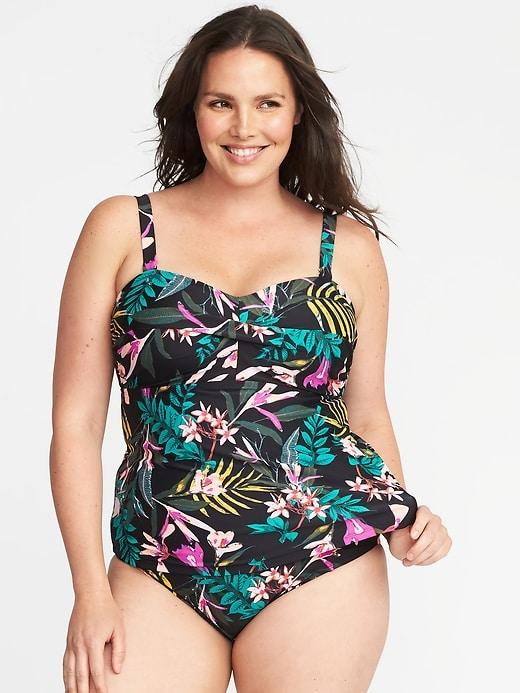 Old Navy Womens Plus-size Twist-front Tankini Top Multi-floral Top Size 1x