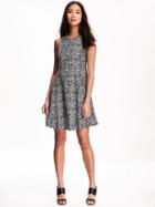 Old Navy Halter Swing Dress For Women - Black Floral