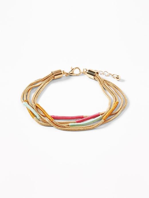 Thread-wrapped Gold-toned Chain Bracelet For Women