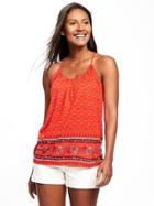 Old Navy Relaxed Suspended Neck Top For Women - Red Print