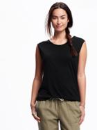 Old Navy Pleated Jersey Cocoon Top For Women - Black