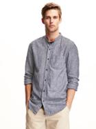Old Navy Slim Fit Chambray Shirt For Men - Chambray Blue