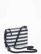 Old Navy Womens Mixed-material Dual-zip Crossbody Bag For Women Navy Stripe Size One Size