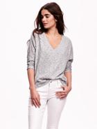 Old Navy Slub Knit V Neck Sweater - Light Gray