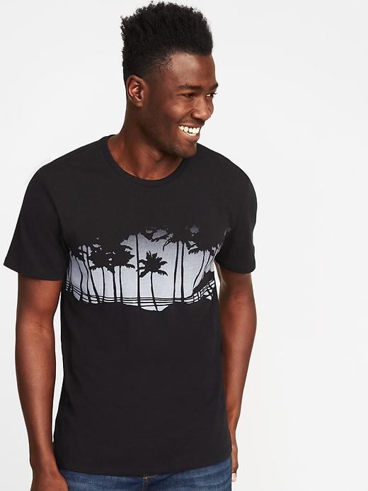 Old Navy Mens Soft-washed Graphic Tee For Men Tropic Sunset Size L