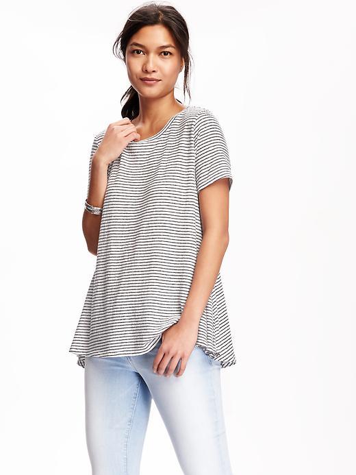 Old Navy Swing Crew Neck Tee For Women - O.n. New Black Stripe