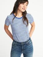 Old Navy Womens Tuck-in Slim-fit Tee For Women Blue Stripe Size Xs