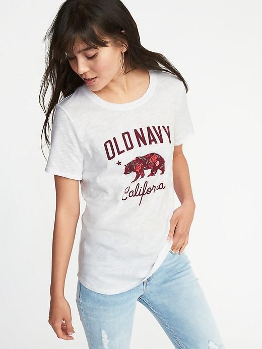 Old Navy Womens Logo-graphic Slub-knit Tee For Women Old Navy California Bear Size L