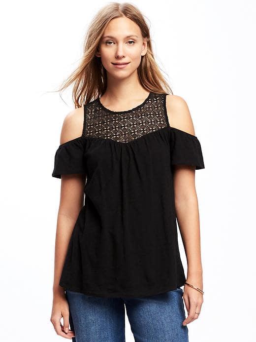 Old Navy Cut Out Shoulder Swing Top For Women - Black