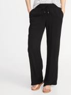 Old Navy Womens Mid-rise Wide-leg Soft Pants For Women Black Size Xs