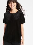 Old Navy Womens Relaxed Plush Velvet Tee For Women Black Size S