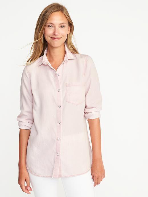 Old Navy Relaxed Tencel Shirt For Women - Teak Rose