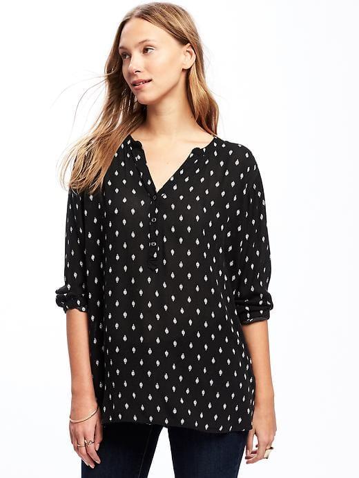 Old Navy Relaxed Shirred Blouse For Women - Black Print