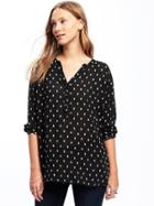 Old Navy Relaxed Shirred Blouse For Women - Black Print