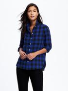 Old Navy Classic Flannel Shirt For Women - Black Blue Plaid
