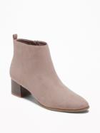 Old Navy Womens Faux-suede Block-heel Booties For Women New Taupe Size 9 1/2
