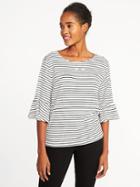 Old Navy Womens Relaxed Crinkle-jersey Bell-sleeve Top For Women Black Stripe Top Size Xxl