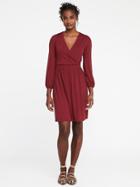 Old Navy Womens Wrap-front Smocked-waist Dress For Women Gosh Garnet Size Xxl
