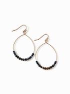 Old Navy Beaded Drop Hoop Earrings For Women - Midnight Madness