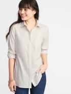 Old Navy Womens Relaxed Twill Tunic Shirt For Women Heather Oatmeal Combo Size Xxl