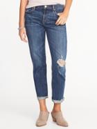 Old Navy Womens Boyfriend Distressed Straight Jeans For Women Cobalt Size 8