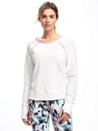 Old Navy Go Dry Mesh Trim Sweatshirt For Women - Bright White