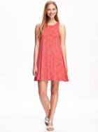 Old Navy Jersey Swing Dress For Women - Red Print