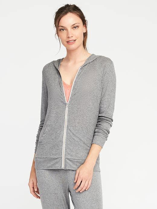Old Navy Lightweight Jersey Zip Hoodie For Women - Heather Grey
