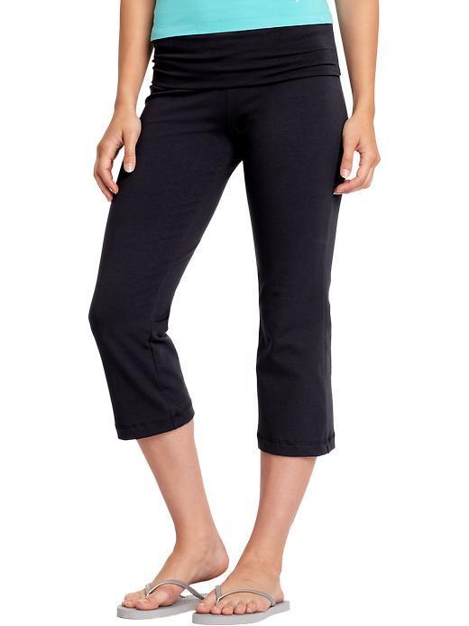 Old Navy Womens Fold Over Yoga Capris - New Black
