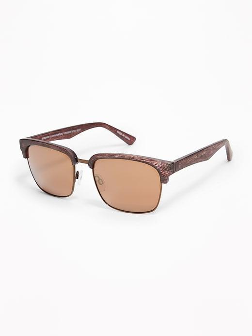 Old Navy Mens Browline Sunglasses For Men Brown Wood Size One Size