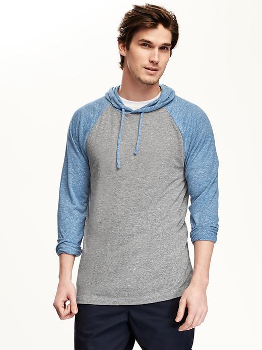 Old Navy Color Block Linen Blend Pullover Hoodie For Men - Navy Blue