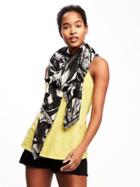 Old Navy Printed Linear Scarf For Women - White/palm