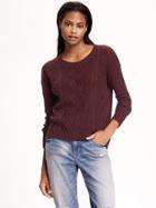 Old Navy Hi Lo Cable Pullover For Women - Wine Purple