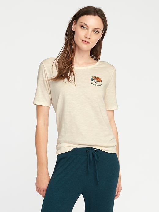 Old Navy Relaxed Graphic Slub Knit Tee For Women - Do Not Disturb Fox