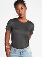 Old Navy Womens Slim-fit Sparkle-knit Tee For Women Black Tea Size Xs