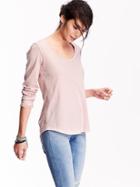Old Navy Womens Long Sleeve Scoop Neck Tees Size L Tall - Pink Elephant