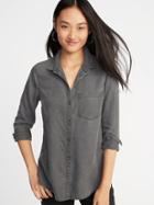Old Navy Womens Relaxed Tencel Shirt For Women Black Size Xs