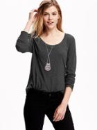 Old Navy Womens Long Sleeve Scoop Neck Tees Size L Tall - Charcoal Heather