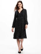 Old Navy Empire Waist Midi Dress For Women - Black Print