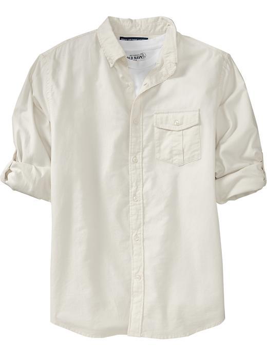 Old Navy Mens Twill Roll Sleeve Shirts - Coconut Milk