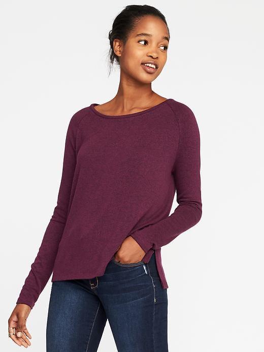 Old Navy Loose Soft Spun Scoop Neck Tee For Women - Winter Wine