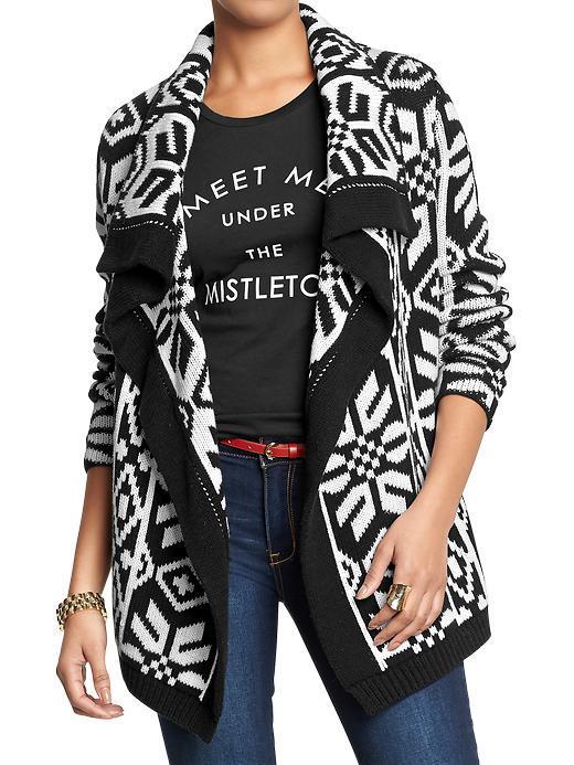 Old Navy Womens Fair Isle Open Front Cardis - Black