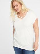 Old Navy Womens Plus-size Cross-strap Inverted V-neck Top Creme De La Creme Size 4x