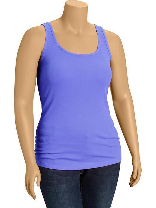 Old Navy Womens Fitted Rib-knit Plus-size Layering Tank Flower Bunch Blue Size 2x