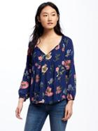Old Navy Patterned Swing Blouse For Women - Navy Floral