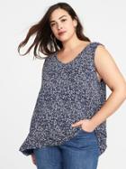 Old Navy Womens Floral-print Plus-size Jersey Tank Navy Floral Size 3x