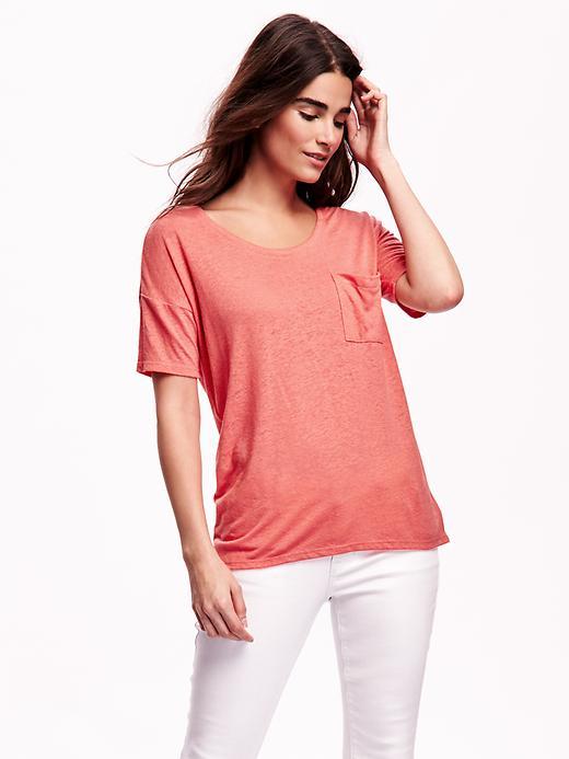 Old Navy Linen Blend Boyfriend Tee - Mango Magic