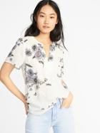 Old Navy Womens Lightweight Floral-printed Top For Women White Floral Size M