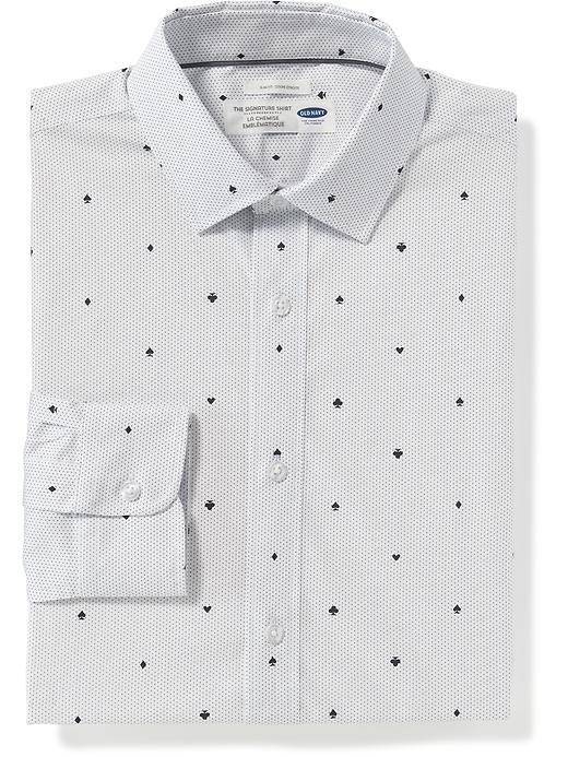 Old Navy Slim Fit Built In Flex Signature Non Iron Shirt For Men - White